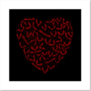 Bats flying in a heart formation Posters and Art